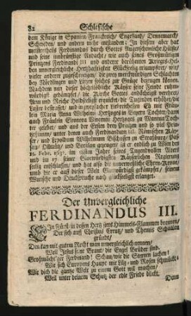Der Unvergleichliche Ferdinandus III.