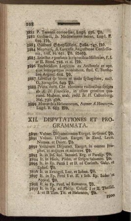 XII. Disputationes Et Programmata.