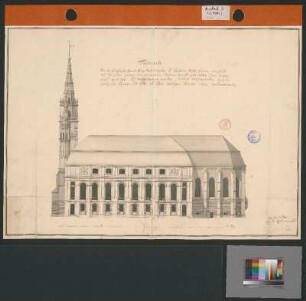 Längsaufriss der Stiftskirche St. Gumbertus in Ansbach