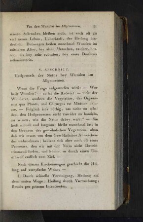 V. Abschnitt. Heilprocess der Natur bey Wunden im Allgemeinen.