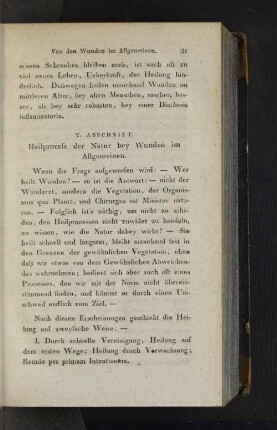V. Abschnitt. Heilprocess der Natur bey Wunden im Allgemeinen.