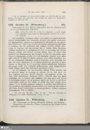 495A. 1596, Oktober 25. Wittenberg