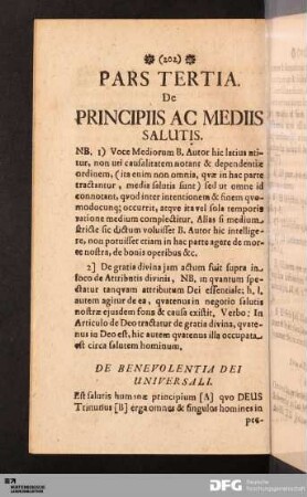 Pars Tertia. De Principiis Ac Mediis Salutis.