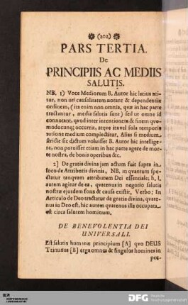 Pars Tertia. De Principiis Ac Mediis Salutis.