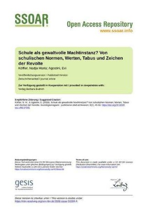 Schule als gewaltvolle Machtinstanz? Von schulischen Normen, Werten, Tabus und Zeichen der Revolte