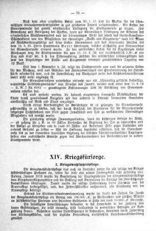 XIV. Kriegsfürsorge
