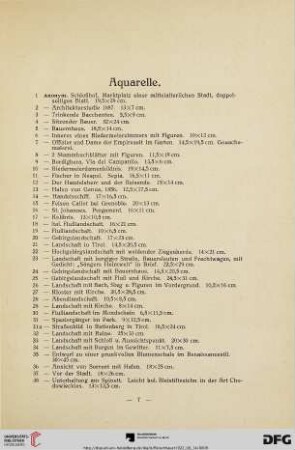Aquarelle (Nr. 1-118)