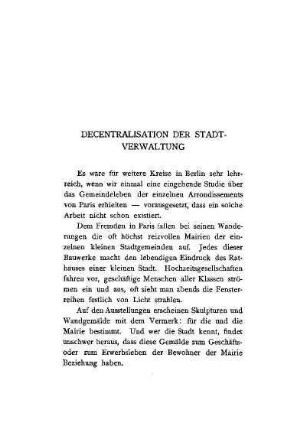 Decentralisation der Stadtverwaltung