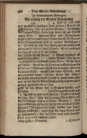 In sonderbaren Anliegen. Als erstlich der Seelen Anfechtung. - Zweytens. In Creutzes Aengstigung.