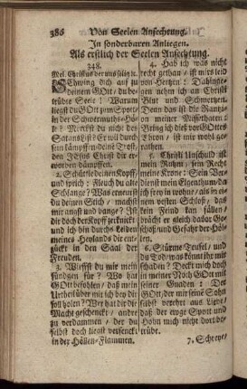In sonderbaren Anliegen. Als erstlich der Seelen Anfechtung. - Zweytens. In Creutzes Aengstigung.
