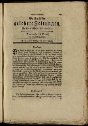 Neunzehntes Stück, den 10ten May, 1788.
