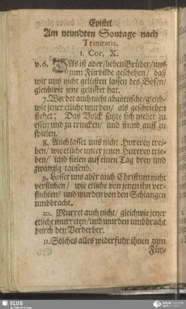 [Am neundten Sontage nach Trinitatis]