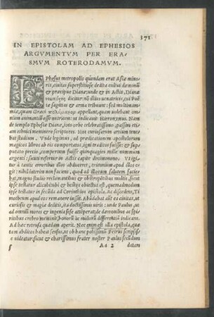In Epistolam Ad Ephesios Argumentum Per Erasmum Roterodamum.