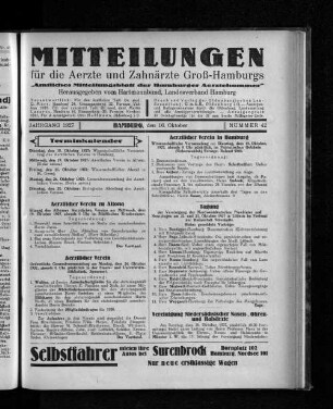 Jahrgang 1927, Hamburg, den 16. Oktober, Nummer 42