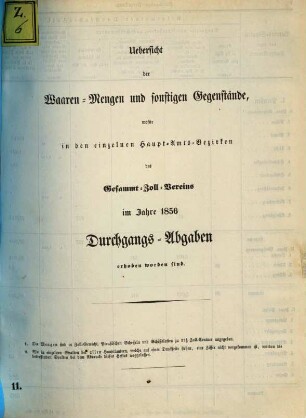 Statistische Uebersichten über Waaren-Verkehr und Zoll-Ertrag im Deutschen Zoll-Vereine : für das Jahr .... 1856