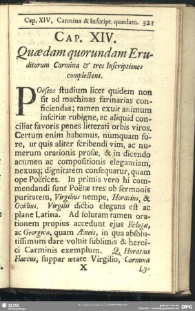 Cap. XIV. Quaedam quorundam Eruditorum Carmina & tres Inscriptiones complectens
