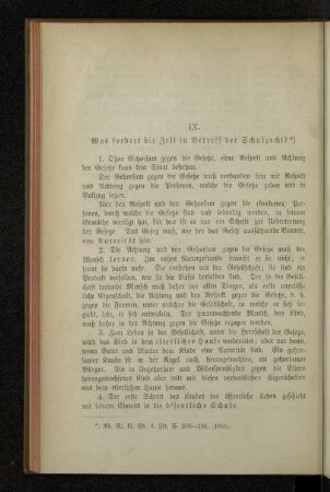 IX. Was fordert die Zeit in Betreff der Schulzucht?