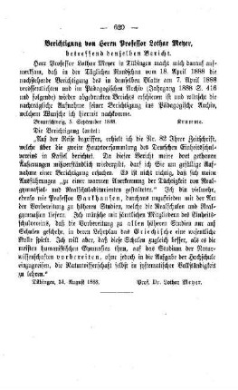 Berichtigung , betreffend denselben Bericht