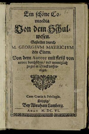 Ein schöne Comoedia Von dem Schulwesen