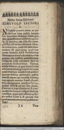 Novae hujus Editionis Benevolo Lectoris