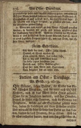 Lection am Oster-Dienstage