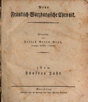 Neue fränkisch-würzburgische Chronik. 5. 1810