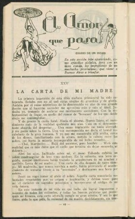 El amor que pasa [Continuación XXV: La carta de mi madre] : (Diario de un indio)