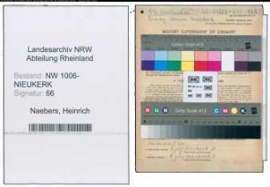 Entnazifizierung Heinrich Naebers , geb. 21.01.1900 (Dachdecker)