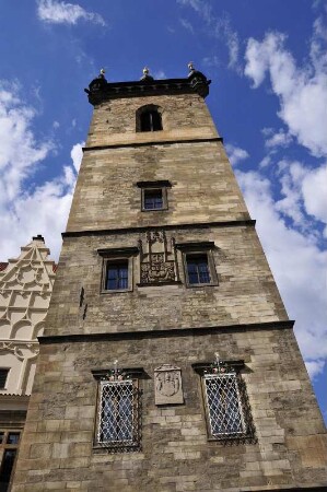 Rathausturm : Der gotische Turm des Prager Neustädter Rathauses ist als Aussichtsturm für Besucher geöffnet