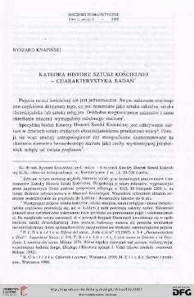 50: Katedra Historii Sztuki Kościelnej - charakterystyka badań