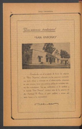 Una estancia tradicional: "San Antonio" - [Fotografía]