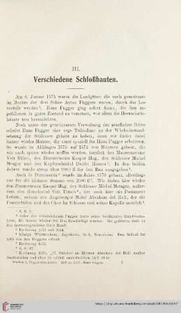 III. Verschiedene Schloßbauten