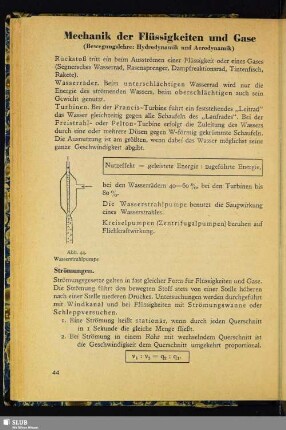 Mechanik der Flüssigkeiten und Gase (Bewegungslehre: Hydrodynamik und Aerodynamik)