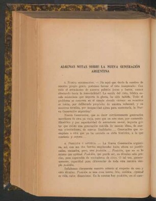 Algunas notas sobre la nueva generación argentina