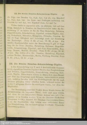III. Die Strasse Dresden-Schmiedeberg-Töplitz