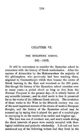 Chapter VI. The Byzantine School. 641 - 1453.