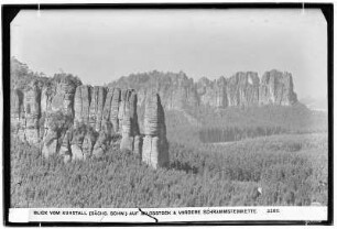 Blick vom Kuhstall auf den Bloßstock und Vordere Schrammsteinkette