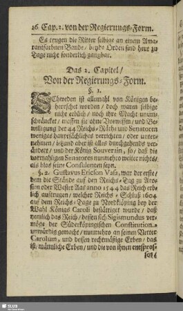 Das 2. Capitel, Von der Regierungs-Form