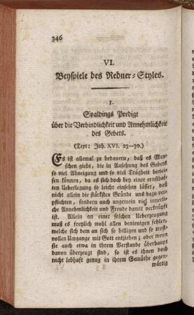VI. Beyspiele des Redner-Styles.