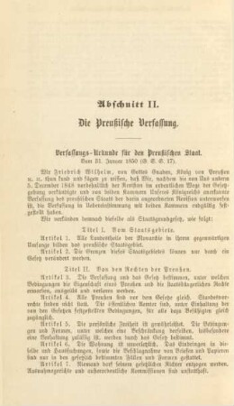 Abschnitt II. Die Preußische Verfassung