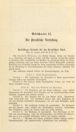 Abschnitt II. Die Preußische Verfassung