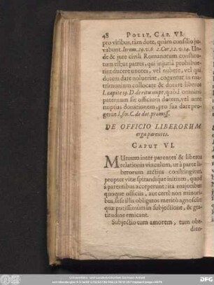 De Officio Liberorum erga parentes. Caput VI.