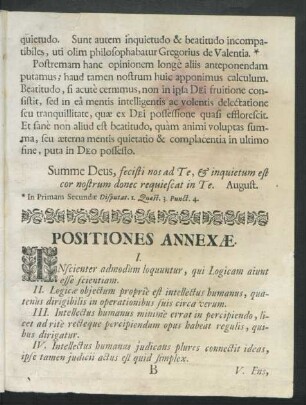 Positiones Annexae.