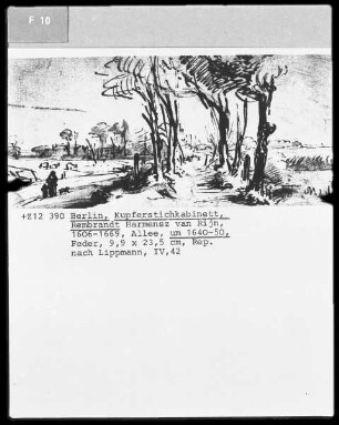 Allee. Links Frau mit Kind, Folio recto