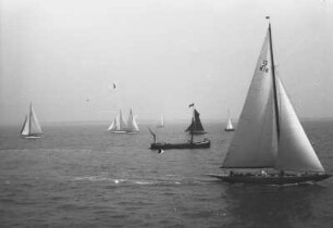 Regatta vor Cowes : Blick vom Wasser auf Segelboote