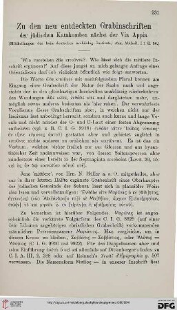 10: Zu den neu entdeckten Grabinschriften der jüdischen Katakomben nächst der Via Appia