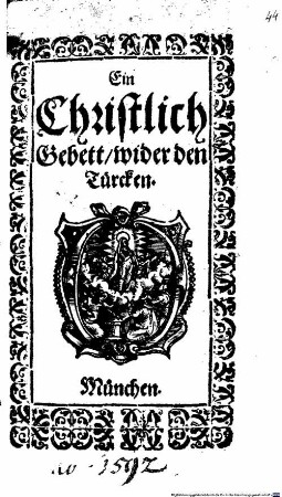 Ein Christlich Gebett wider den Türcken ... : Beilage