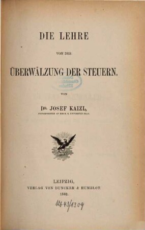 Die Lehre von der Überwälzung der Steuern