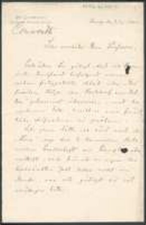 Brief von Hugo Conwentz an Unbekannt