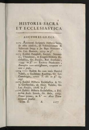 1-27, Historia Sacra et Ecclesiastica